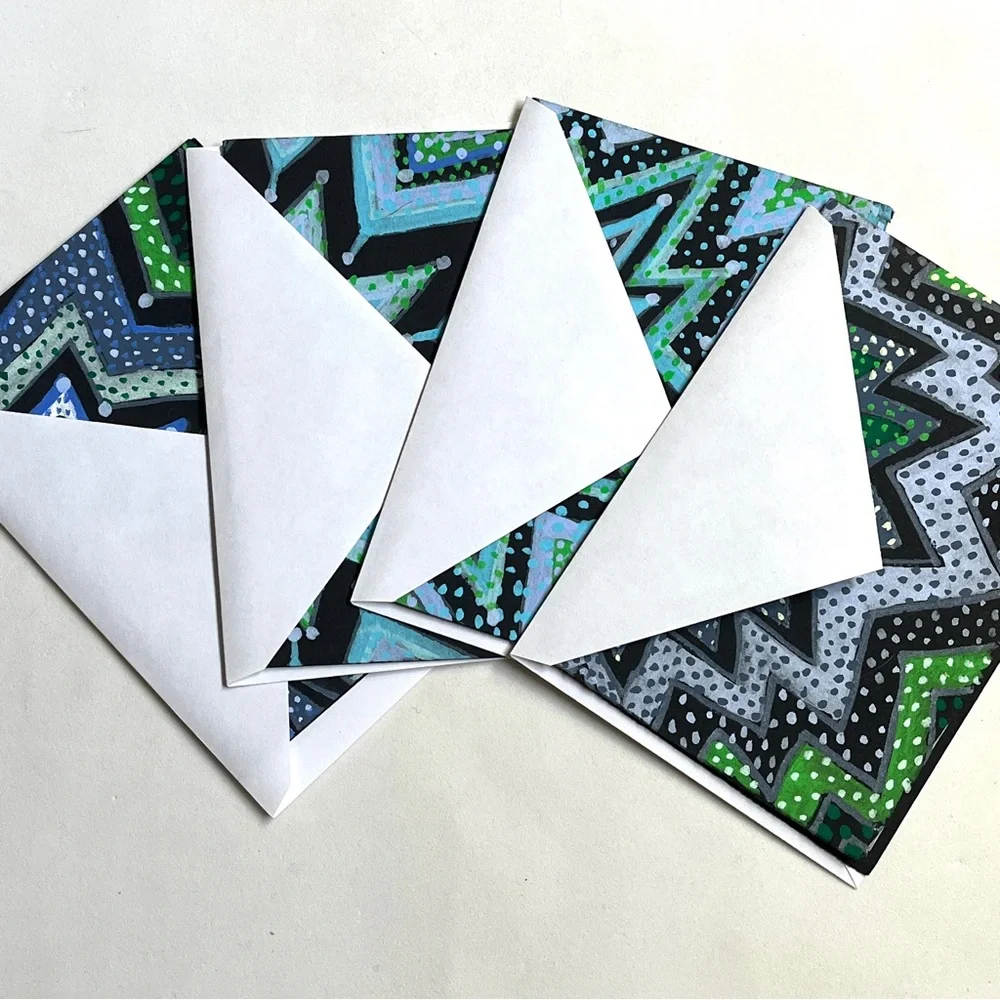 Colorful Patterned Cards-Artist Designed & Painted. Very Special Luxury Cards